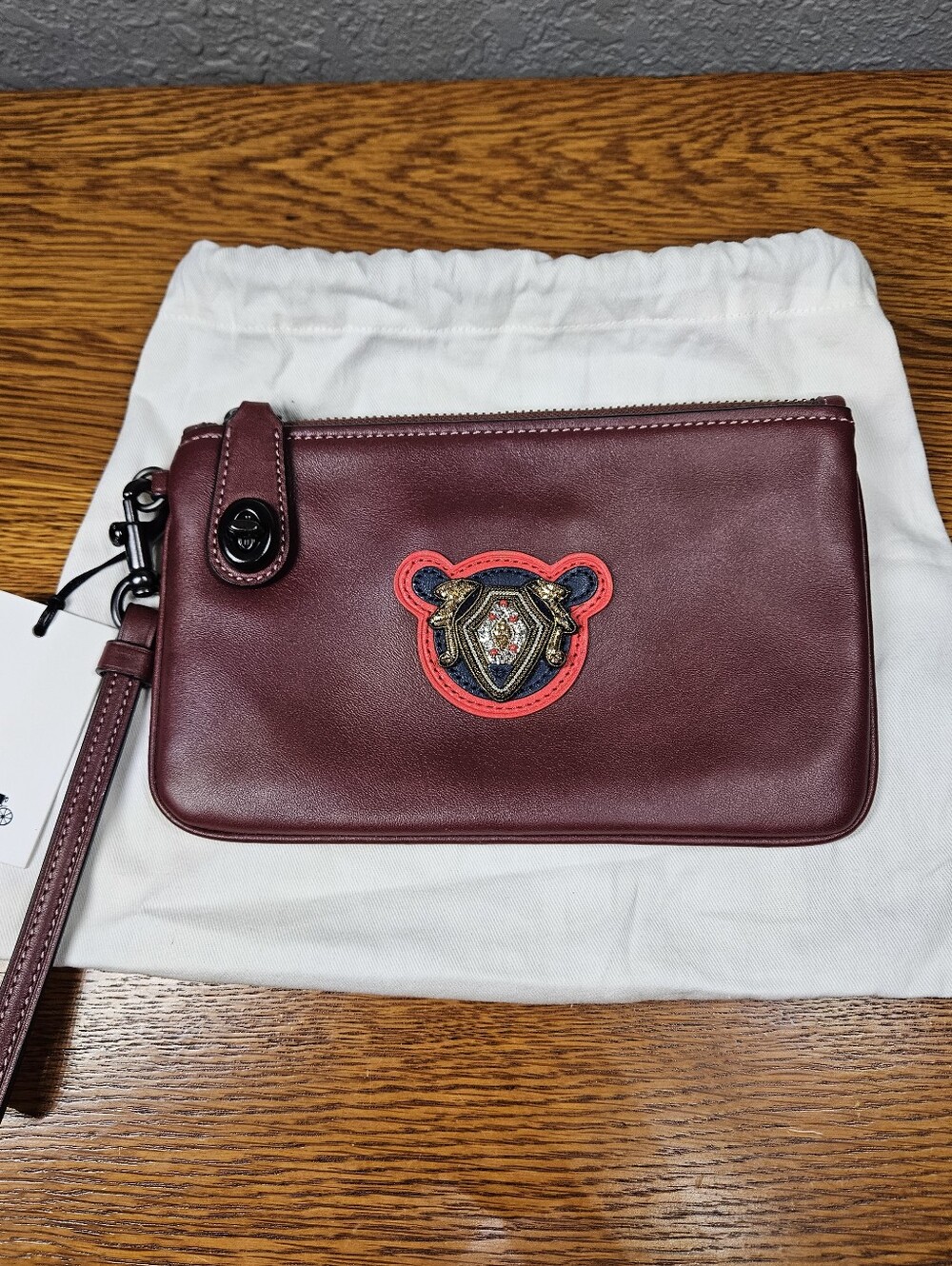 Coach Turnlock Wristlet 21 With Varsity Patches